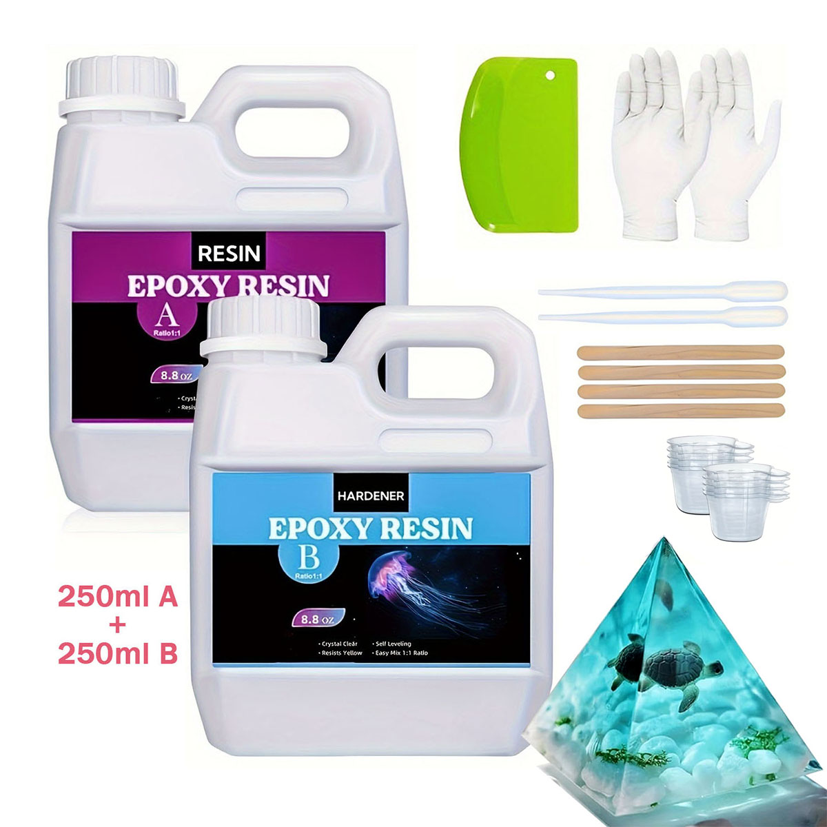 Resin Casting Mold - 125ml/250ml Kristal Berraklığında Döküm Reçine Seti,