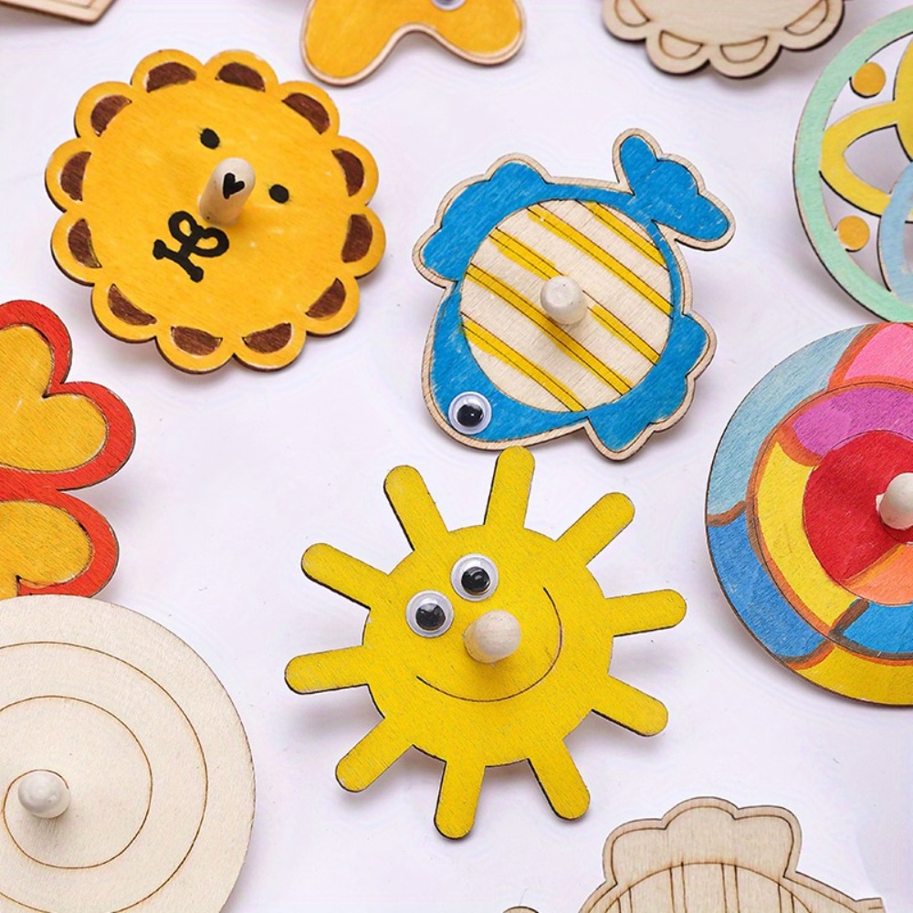 Art Craft Ideas For Kids - 16 Parça Ahşap Dönen Topaç Yapım