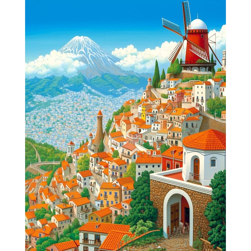 Art Craft Room Ideas - CHENISTORY Sayılarla Boyama Tepe Kenarı Kasabası