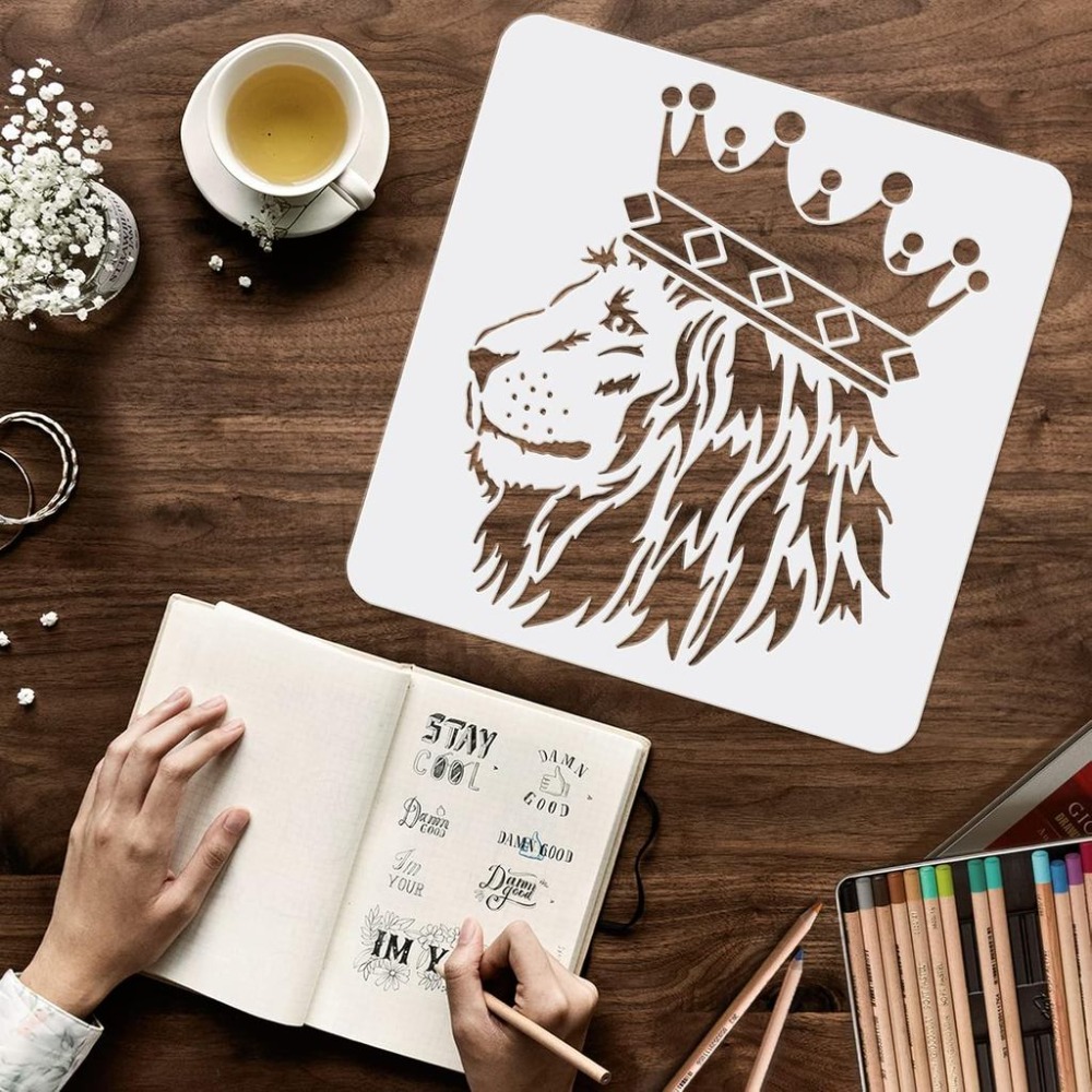 2 Adet Aslan Şablonu 11.8x11.8 - Queen Art Craft incelemesi ve fiyatı